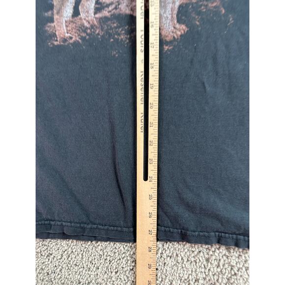 VINTAGE Wolf Shirt Mens XL Black Double Sided Howl At The Moon TNT 90s - Picture 9 of 12